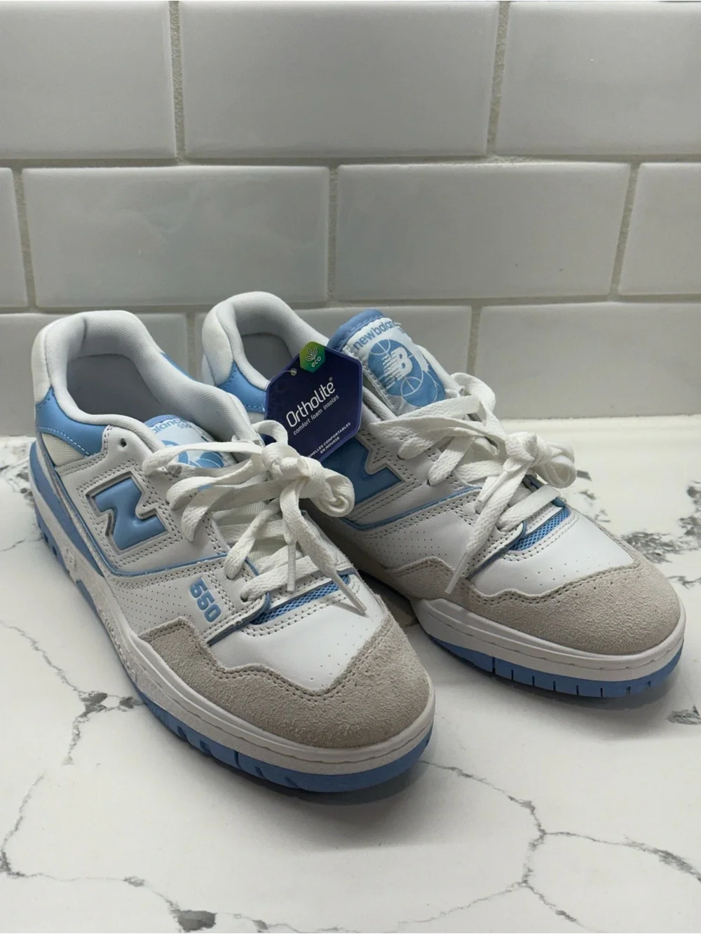 New Balance 550 White Blue Haze Sneakers Women’s 8.5 Men’s 7 BB550LSB UNC Retro